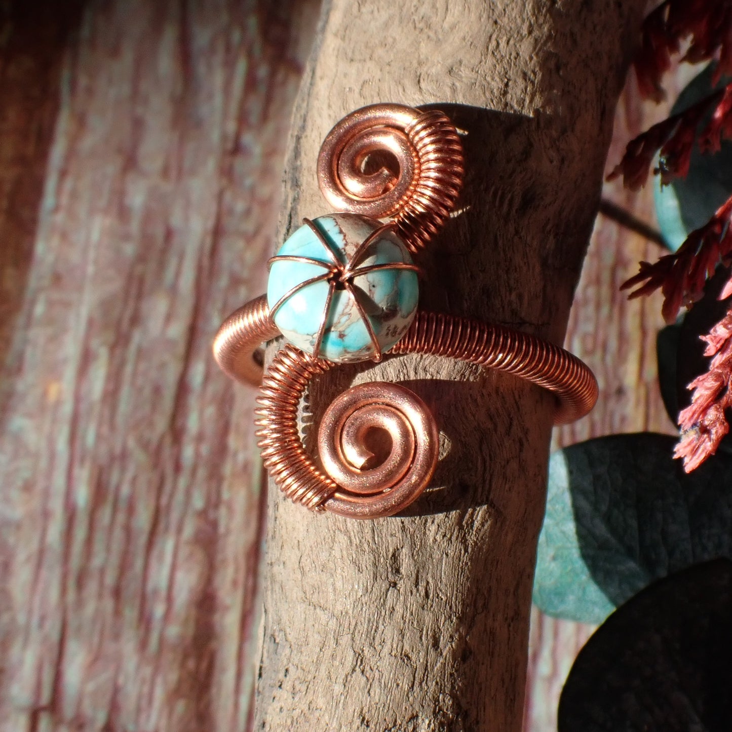 Impression Jasper Rondelle Copper Ring