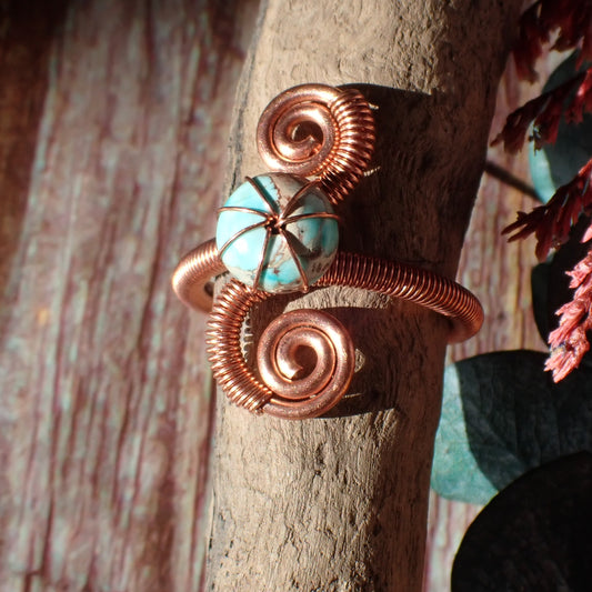 Impression Jasper Rondelle Copper Ring