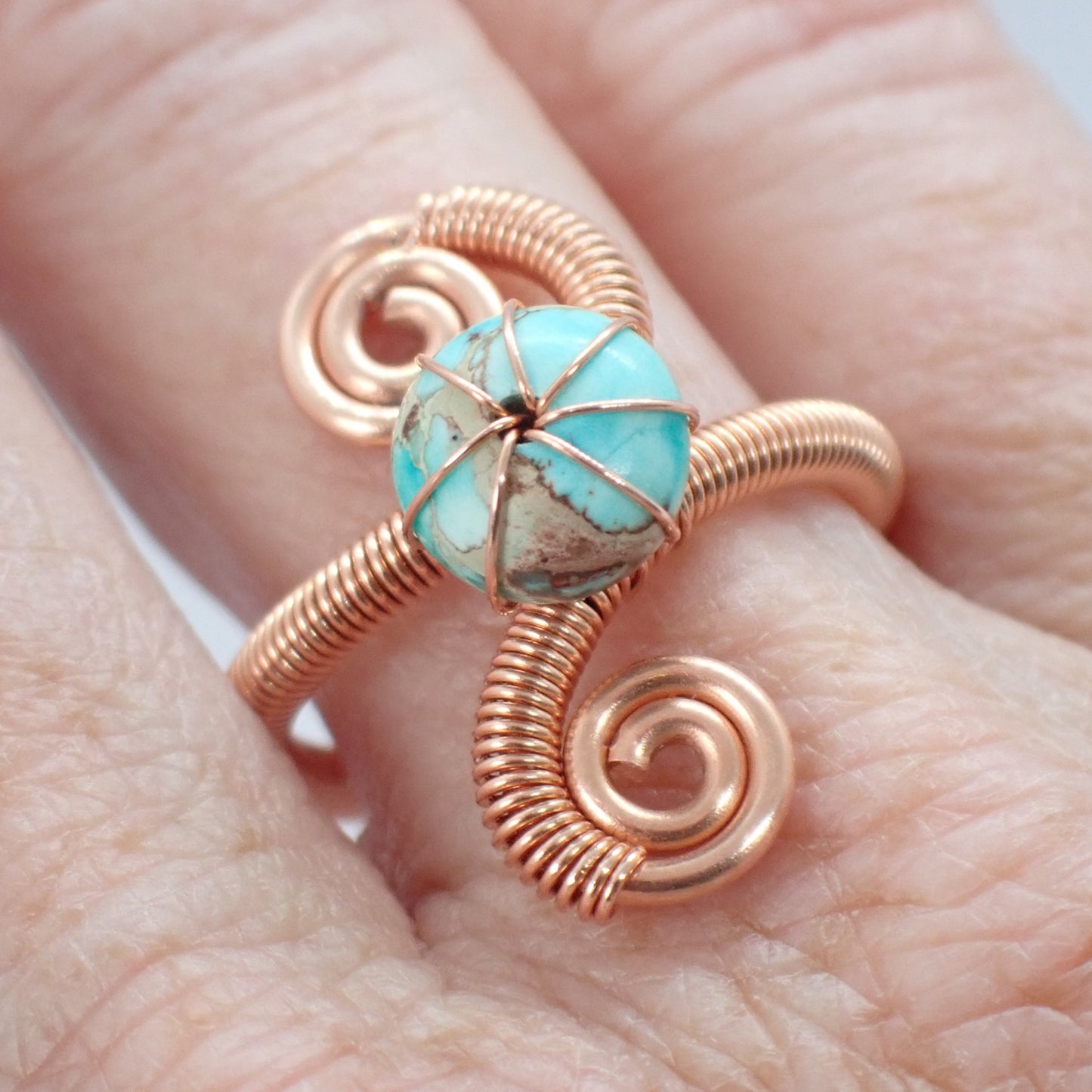 Impression Jasper Rondelle Copper Ring