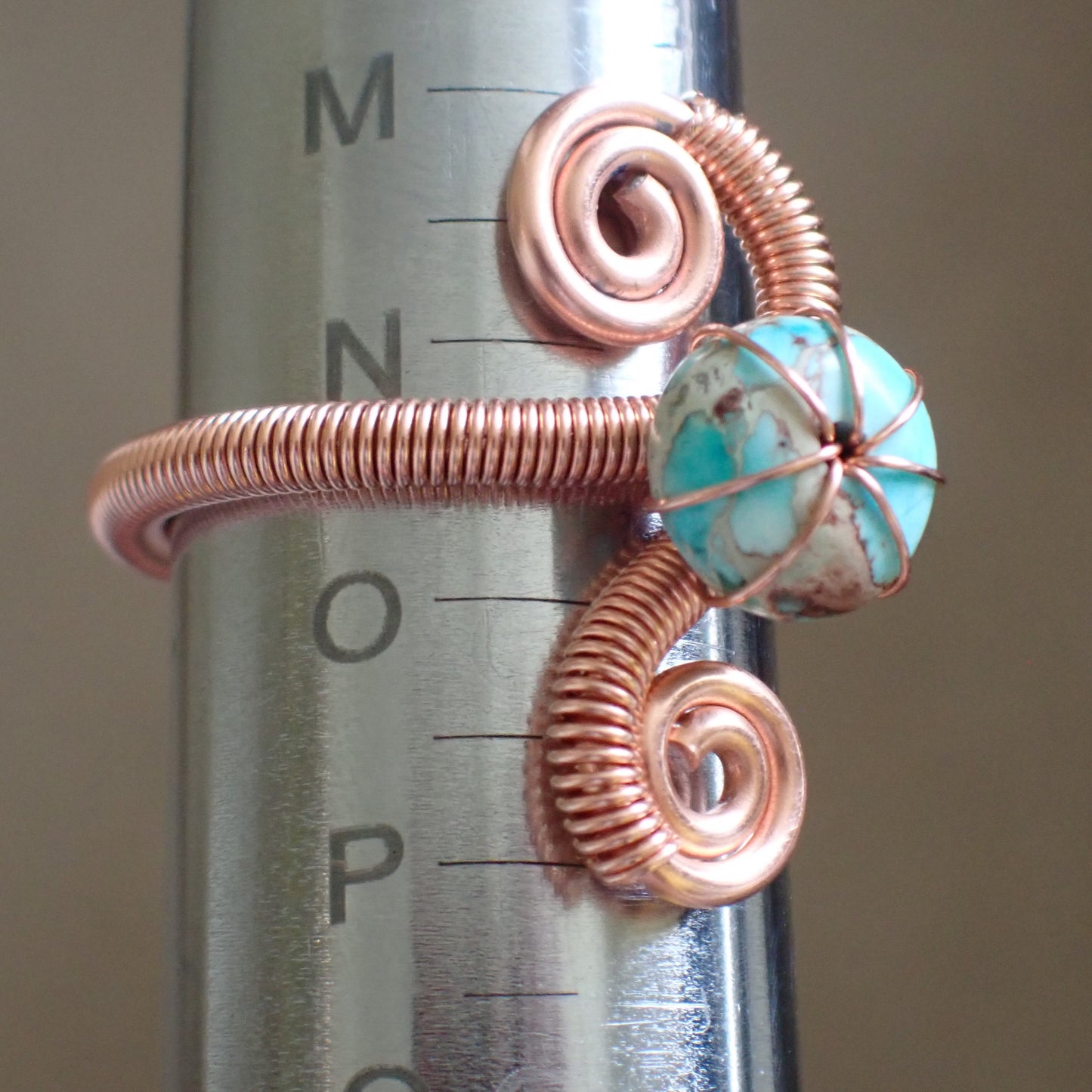 Impression Jasper Rondelle Copper Ring